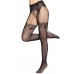 Leg Avenue Fishnet tights with backseam Black O/S , ,