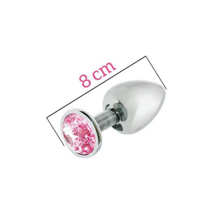 Металева анальна пробка з рожевим кристалом MAI Attraction Toys №73 (м'ята упаковка)