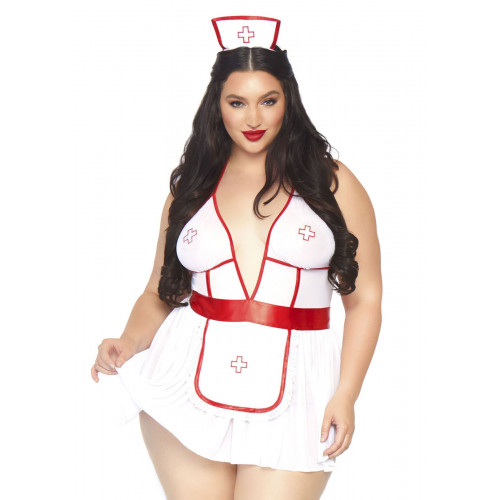 Leg Avenue Roleplay Nightshift Nurse + 1X-2X White/Red , ,