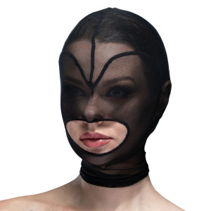 Маска серце сітка з відкритим ротом Feral Feelings - Hearts Mask Black/Black