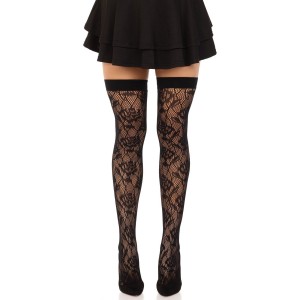 Панчохи Leg Avenue Wild rose net thigh highs One Size