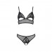 Комплект: бралет з ажурним ліфом та відкритими трусиками Christa Set with Open Bra black L/XL — Pass , Комплекти білизни,