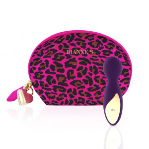 Минивибромассажер Rianne S: Lovely Leopard Purple, 10 режимов работы, косметичка-чехол, мед.силикон