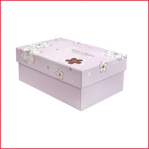 Подарочная коробка с цветами розовая, L – 28.5х21.5х11 см.