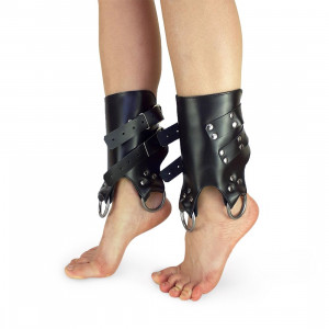 Поножи манжеты для подвеса за ноги Leg Cuffs, натуральная кожа, цвет черный
