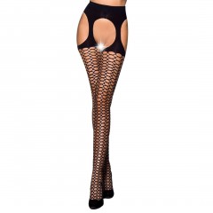 Еротичні колготки TIOPEN 004 nero 1/2 (fishnet 40 den) - Passion, імітація панчох і пояса