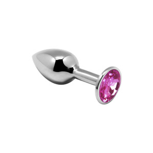 Металева анальна пробка з кристалом Alive Mini Metal Butt Plug Pink S (порвана упаковка!!!)